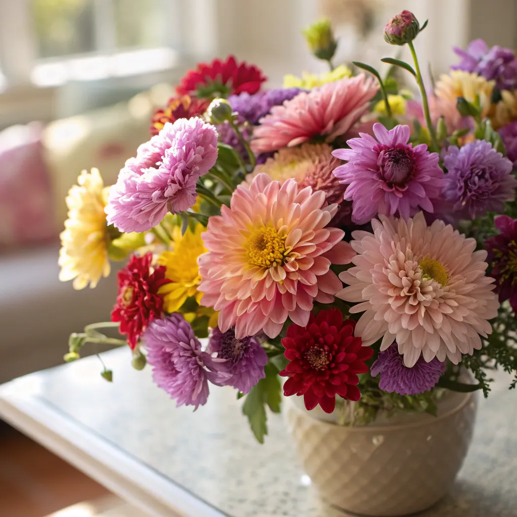 A beautiful floral arrangement showcasing a variety of colorful flowers.