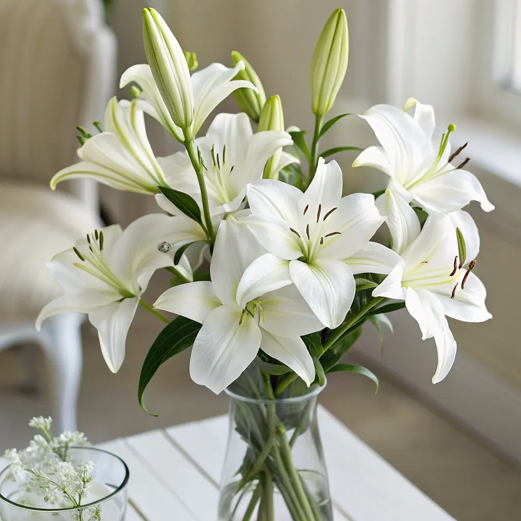 Elegant white lilies in a graceful bouquet